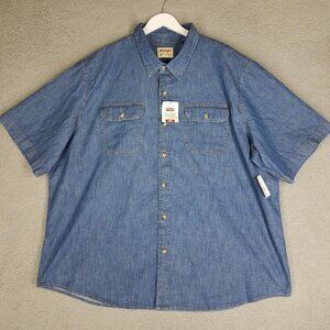 NEW Wrangler Denim Shirt Adult 3XL Blue Button Up Stretch Flex Comfort Casual